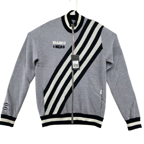 Rapha Balmamion Track Jacket Mens Size 4 Black White Full Zip Wool Mens L NWT
